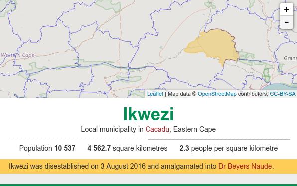 Ikwezi municipality disestablished map